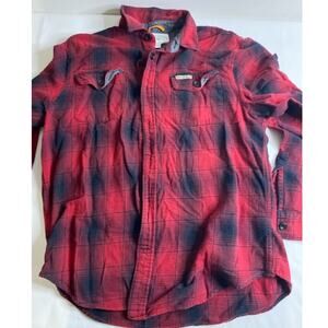 Field & Stream red black Plaid flannel Shirt button-up Size Large